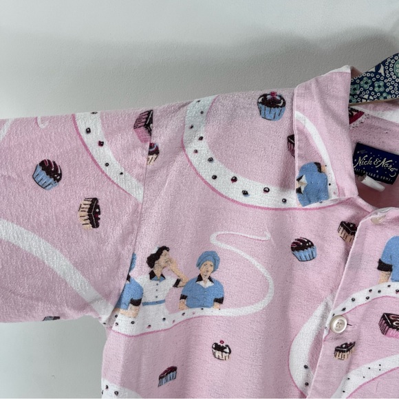 NICK & NORA I Love Lucy Chocolate Factory PJ Pajama Set Top Bottom Pink Flannel - Picture 4 of 16